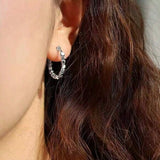 Evangeline Beaded Hoop Earrings - Silver