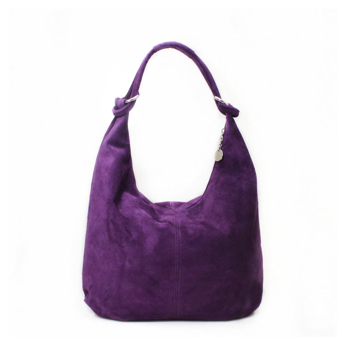 Exquisite Luxury Italian Made high quality Avorio Soft Leather Deep Purple Plum Hobo Bag