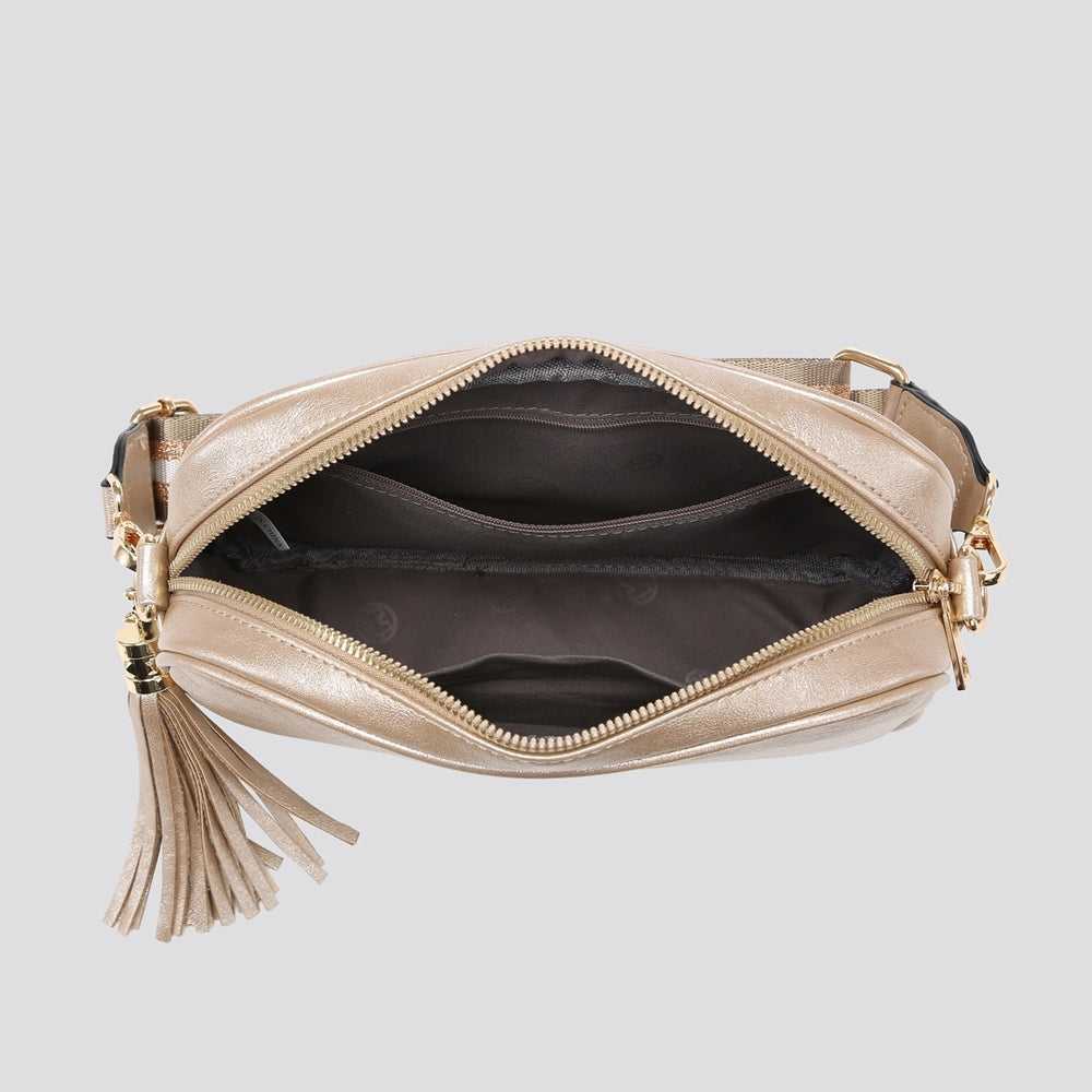 Camera Bag & Glitter Stripe Strap Metallic Black Lovely Eira