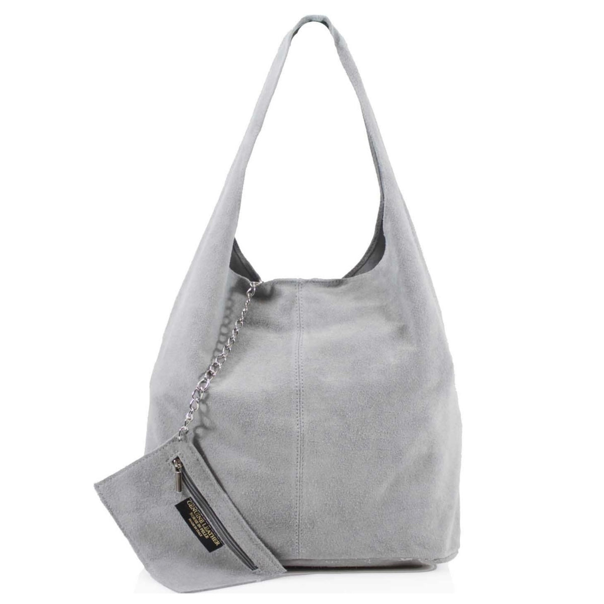 Suede Slouch Bag Pale Grey Lovely Eira