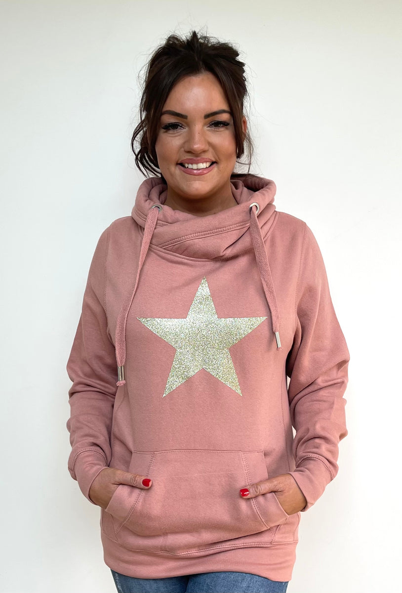 Luxury Cowl Neck Glitter Star Hoodie Sugar Poppy Lovely Eira