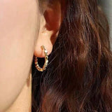 Small Evangeline Beaded Hoop Earrings - Gold
