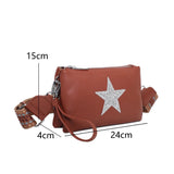 Glitter Star Crossbody Bag With Strap - Khaki