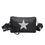 Glitter Star Crossbody Bag With Strap - Black
