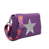 Glitter Star Crossbody Canvas Bag With Strap - Midnight Blue