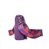 Glitter Star Crossbody Canvas Bag With Strap - Purple
