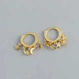 Moon & Star Fall Earrings - Gold