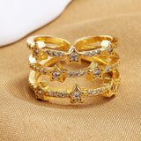 Glitter Star String Ring - Gold