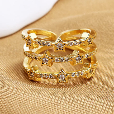 Glitter Star String Ring - Gold