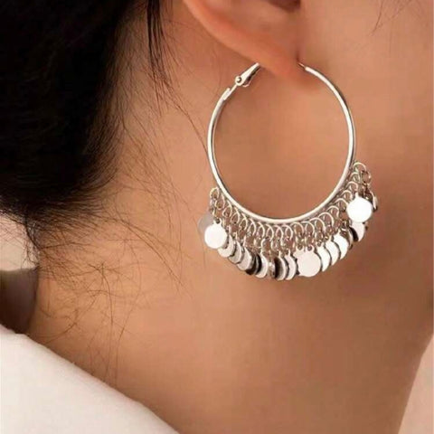 Penny Hoop Earrings - Silver