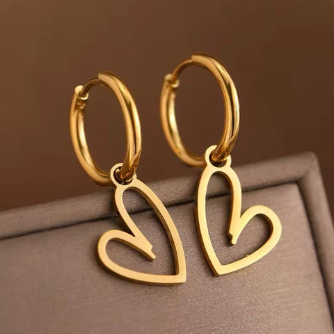 Abstract Heart Earrings - Gold