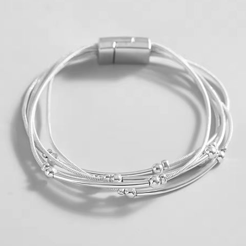 Multi Bar String Bracelet - Silver