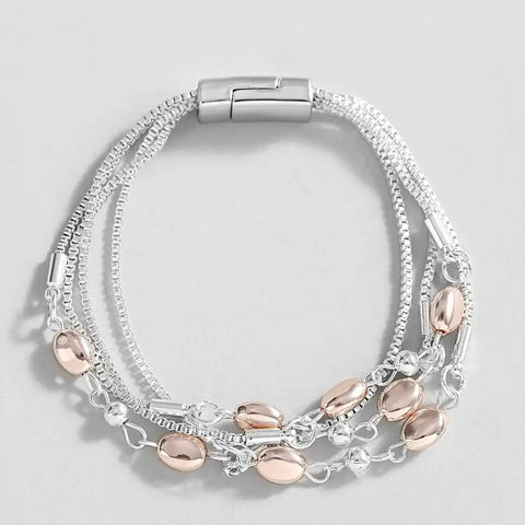 Multi Ball String Bracelet - Rose Gold & Silver IN STOCK 4th MAY