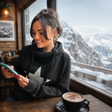 Luxury Cowl Neck Glitter Star Hoodie - Black