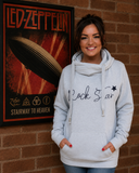 Luxury Cowl Neck Rock Star Hoodie - Grey