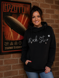 Luxury Cowl Neck Rock Star Hoodie - Black