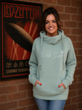 Luxury Cowl Neck Rock Star Hoodie - Sage