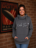 Luxury Cowl Neck Rock Star Hoodie - Charcoal