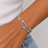 Multi Leaf String Bracelet - Rose Gold & Silver