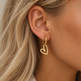 Abstract Heart Earrings - Gold