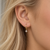 Crystal Clover Drop Earrings - Gold