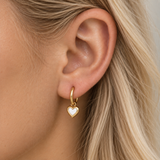 Chunky Heart Drop Earrings - Gold