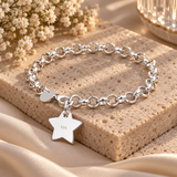 Sterling Silver Chunky Star Chain Bracelet