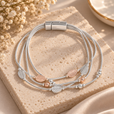 Multi Leaf String Bracelet - Rose Gold & Silver