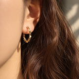 Small Evangeline Beaded Hoop Earrings - Gold