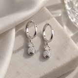 Pineapple Drop Earrings - Silver