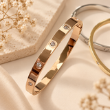 Crystal Charm Bangle - Rose Gold