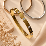 Crystal Charm Bangle - Gold