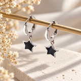 Black Star Drop Earrings