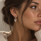Moon & Star Fall Earrings - Silver
