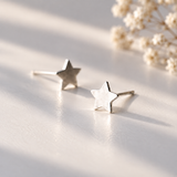 Small Star Earrings - Brushed Silver