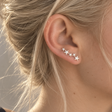 Star Ear Climber Earrings - Silver