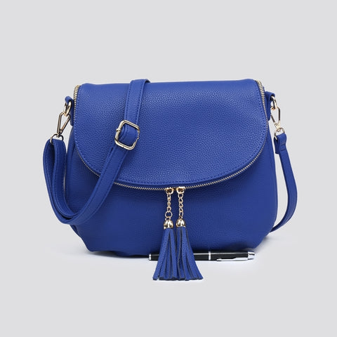 Leather Effect Messenger Bag - Blue