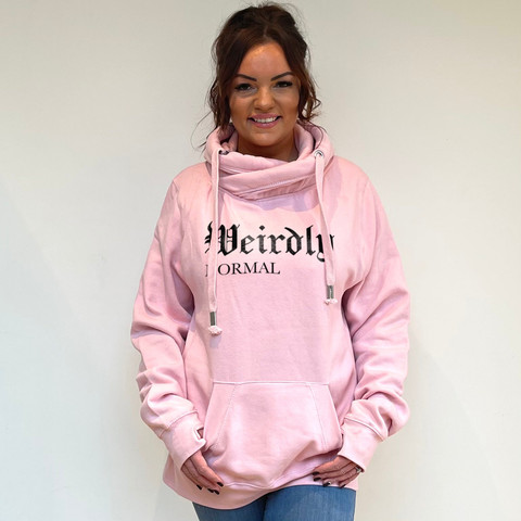Luxury Cowl Neck Weirdly Normal Hoodie - Pink