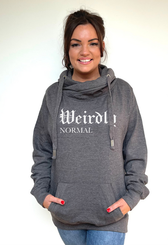 Luxury Cowl Neck Weirdly Normal Hoodie - Charcoal