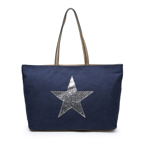 Glitter Star Overnight Bag - Midnight Blue