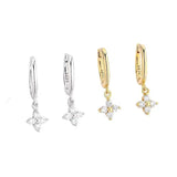 Crystal Clover Drop Earrings - Gold