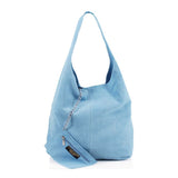 Suede Slouch Bag - Pale Blue