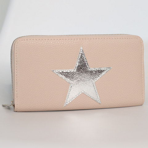Glitter Star Wallet - Dusky Pink