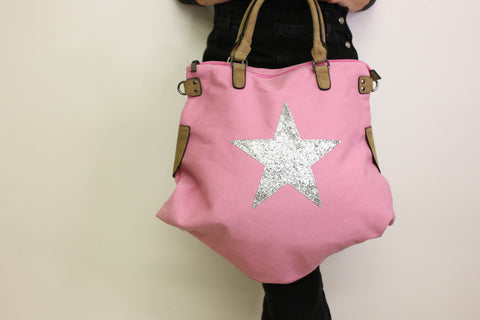 Glitter Star Shoulder Bag - Pink