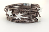 Star Wrap Bracelet - Silver-Black