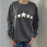 Multi Glitter Star Sweatshirt - Charcoal - 5XL