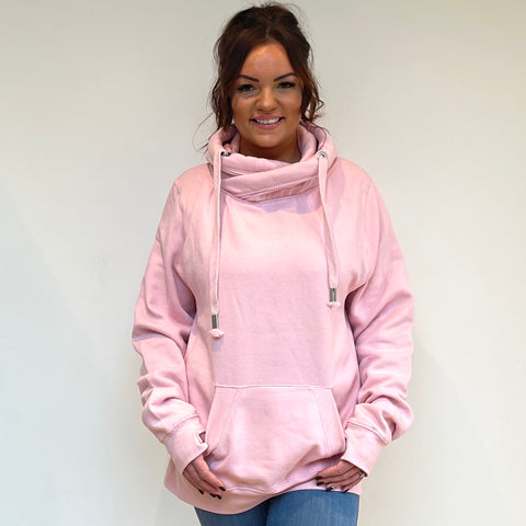 Luxury Cowl Neck Hoodie Pink