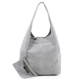 Suede Slouch Bag - Pale Grey