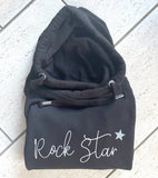 Luxury Cowl Neck Rock Star Hoodie - Black