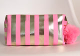 Stripy Make Up Bag - Pink